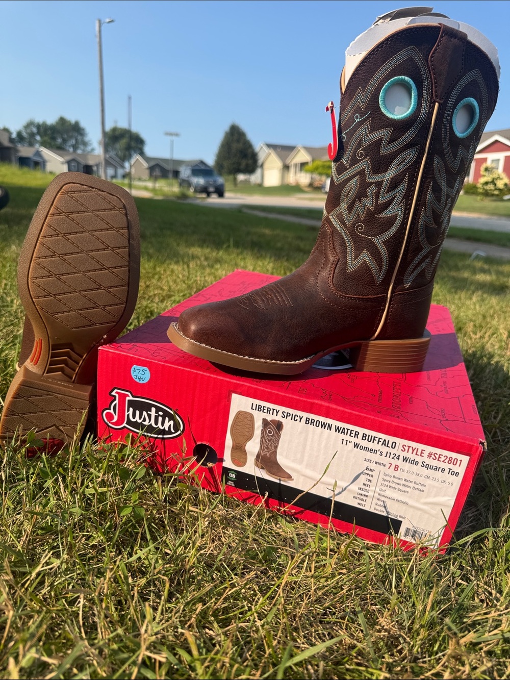 Justin Boots Brown Heeled Western Liberty Spicy Cowgirl Boots